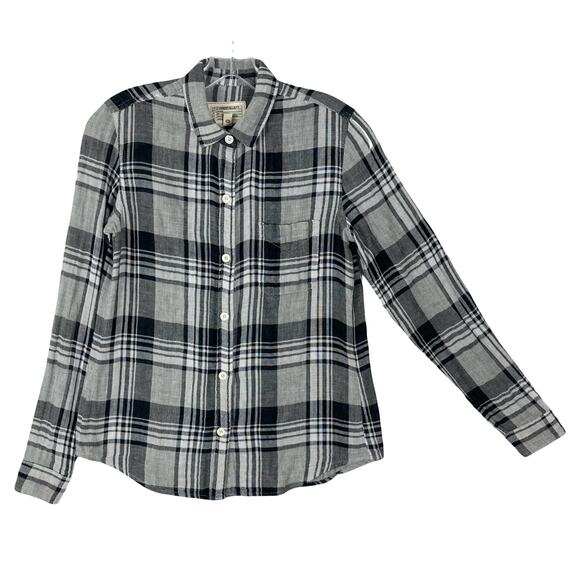NWOT CURRENT/ELLIOTT Shirt 0 Multi Plaid Flannel Slim Button-Up “Sugar Siesta” - Picture 2 of 11